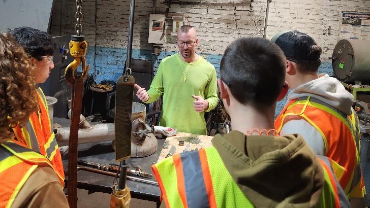 Students from Lincoln High School tour Domtar’s Nekoosa Mill during Maintenance Day with the Trades, learning about industrial careers and skilled trades through hands-on demonstrations.